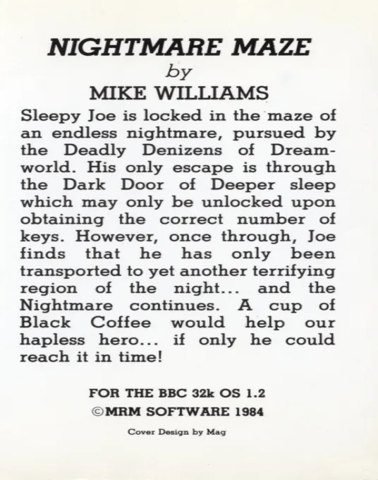 Nightmare Maze box back