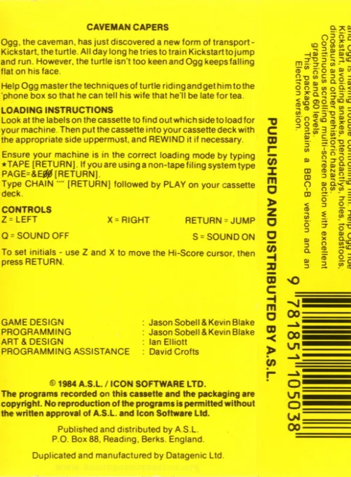 Caveman Capers box back