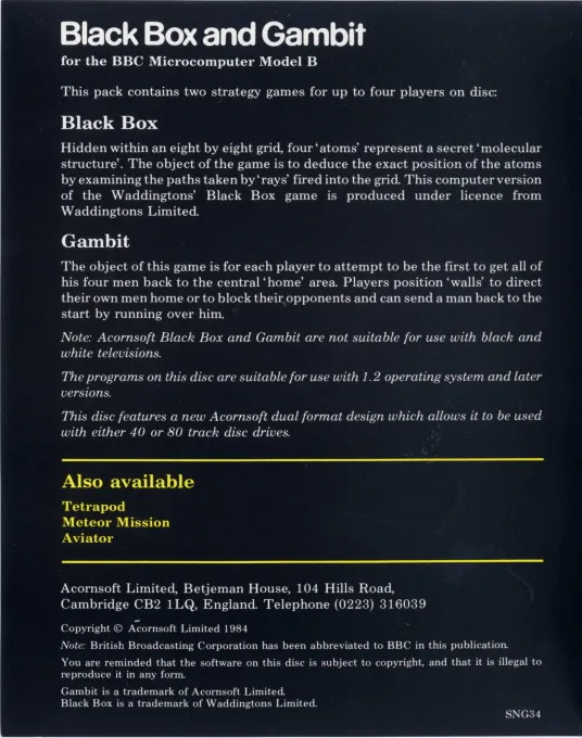 Black Box and Gambit box back