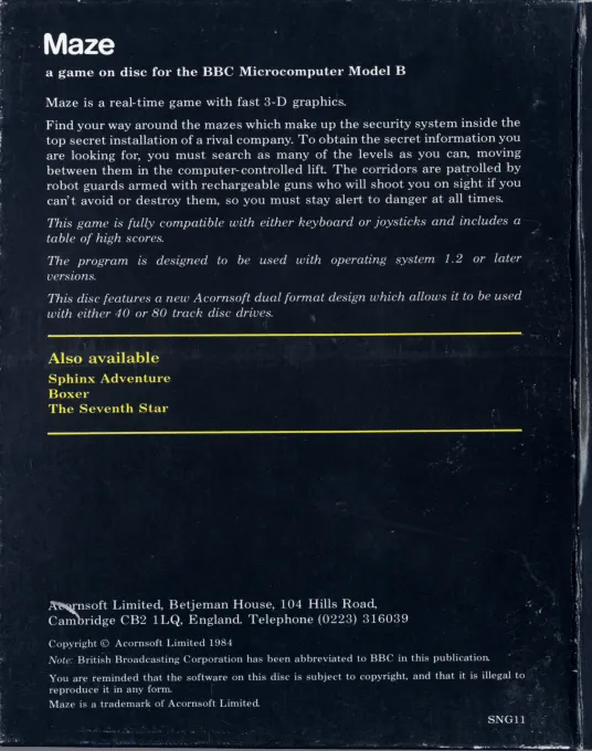 Maze box back