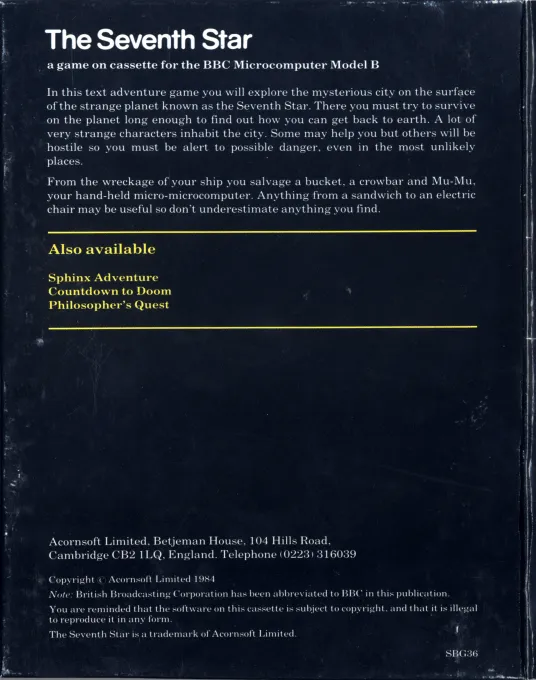 The Seventh Star box back
