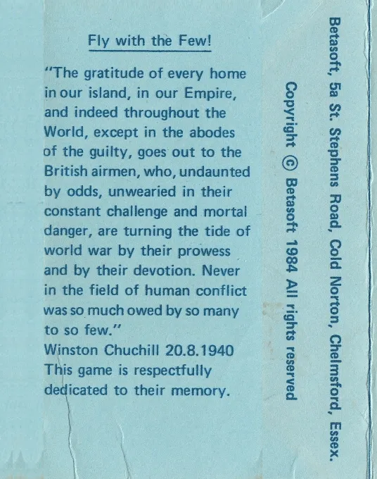 Battle of Britain (Betasoft) box back