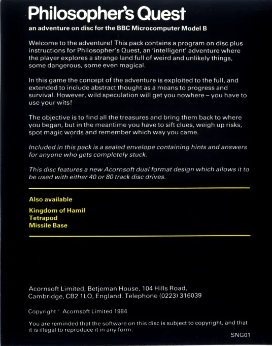 Philosopher's Quest box back