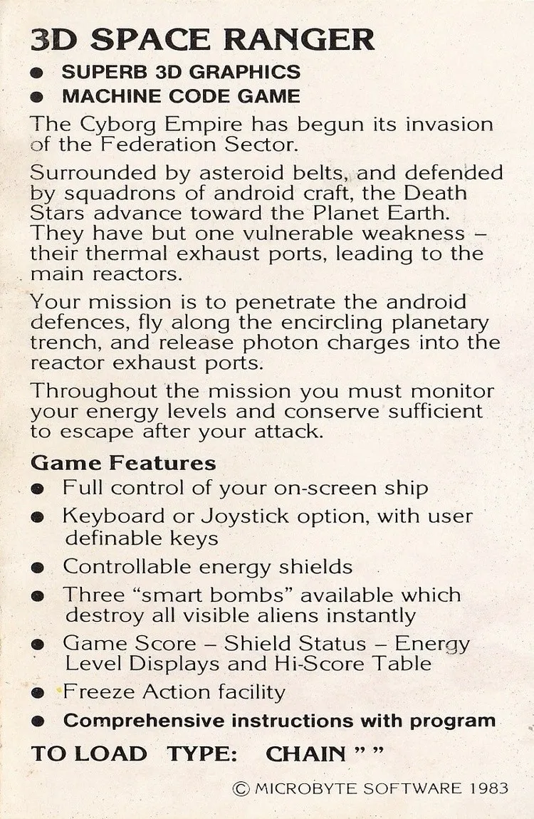 3D Space Ranger box back
