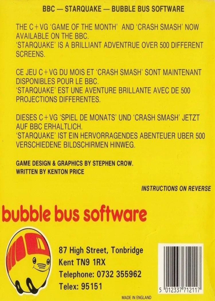 Starquake box back