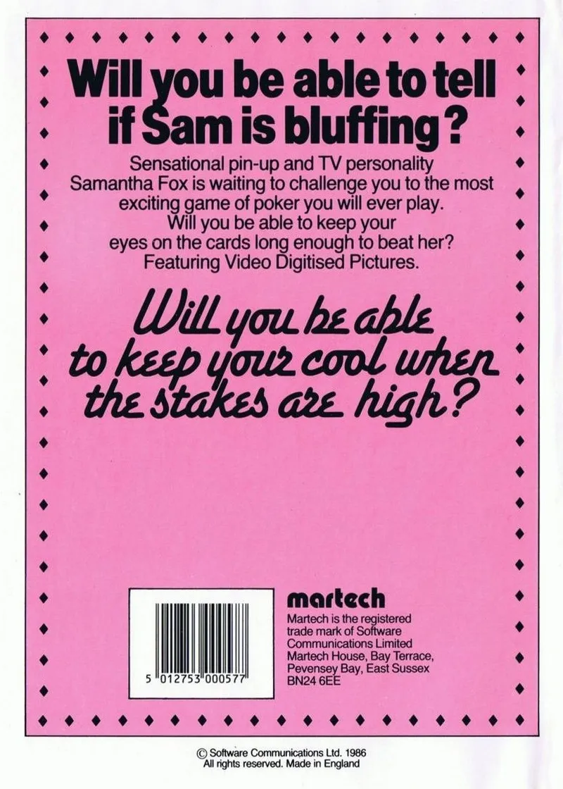 Samantha Fox Strip Poker box back