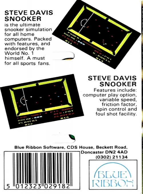 Steve Davis Snooker box back