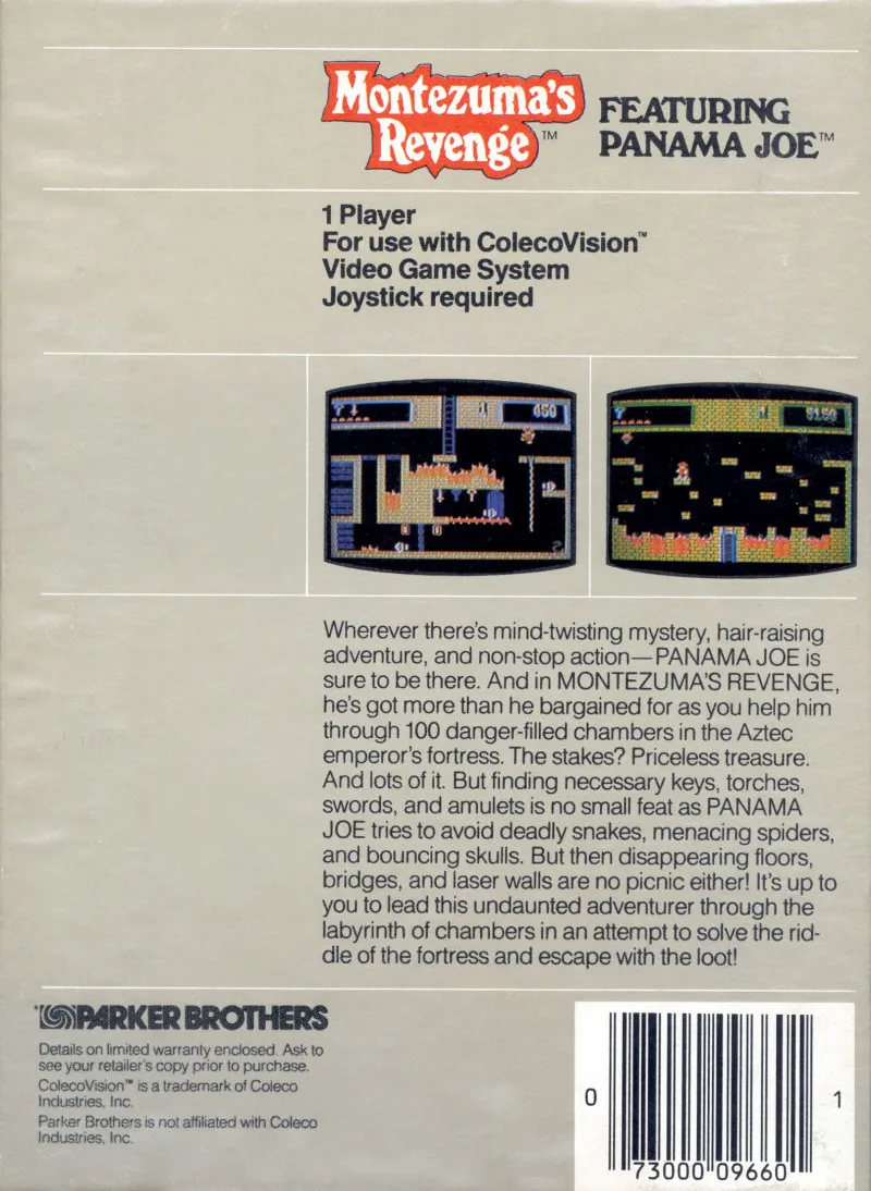 Montezuma's Revenge box back