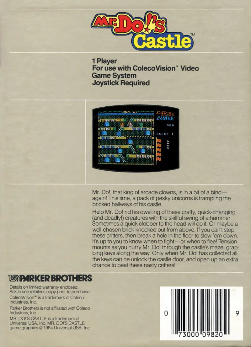 Mr. Do's Castle box back