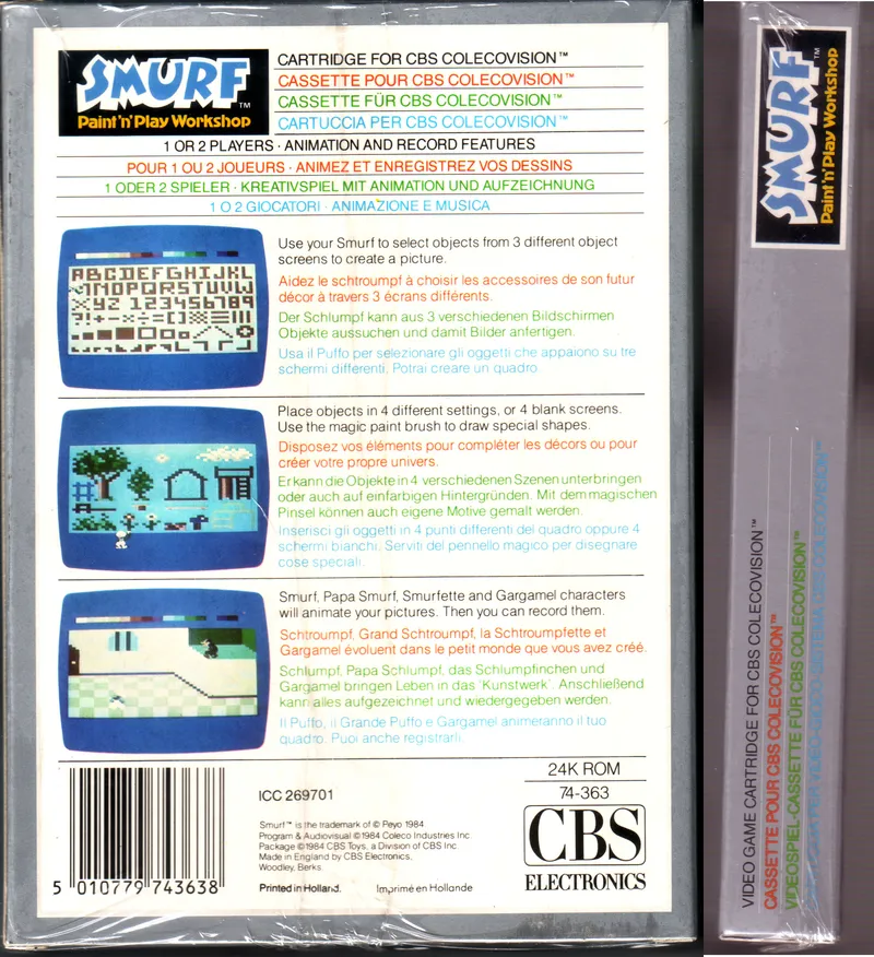 Smurf Paint 'n' Play Workshop box back