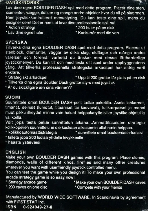 Boulder Dash Construction Kit box back