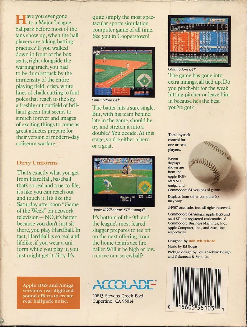 HardBall! box back