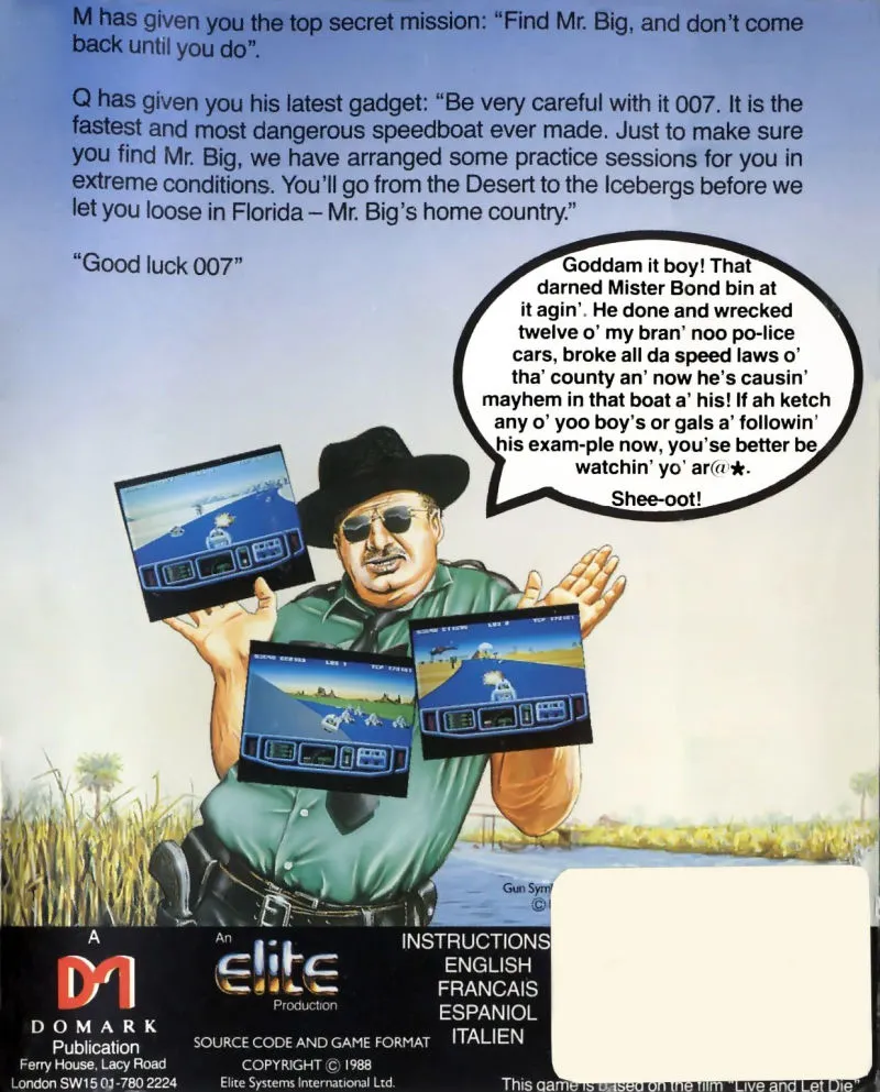Ian Fleming's James Bond 007 in Live and Let Die: The Computer Game box back