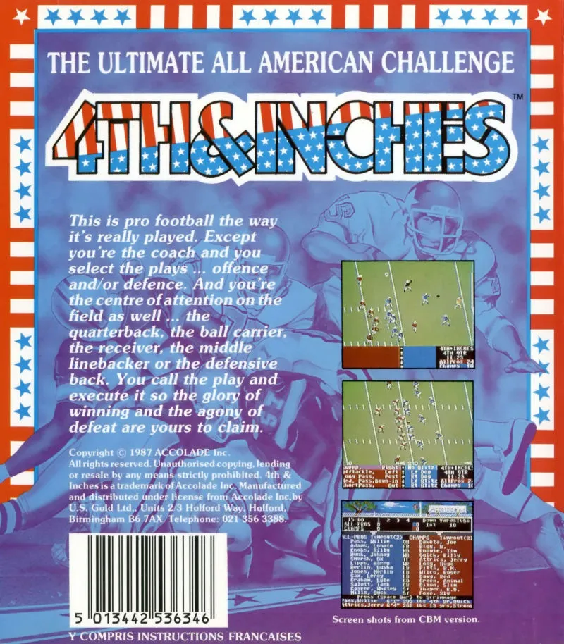 4th & Inches box back
