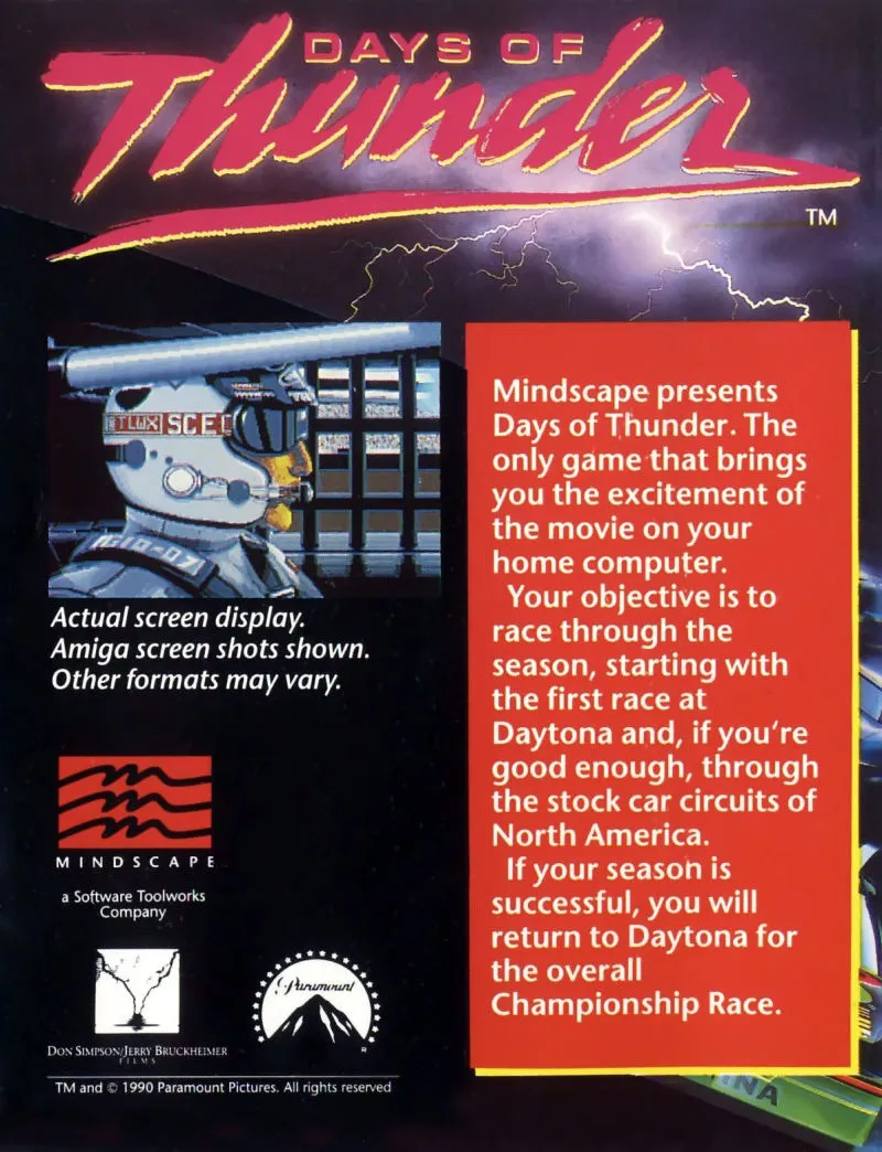 Days of Thunder box back