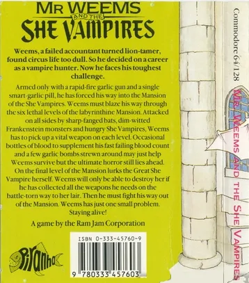 The Astonishing Adventures of Mr. Weems and the She Vampires box back