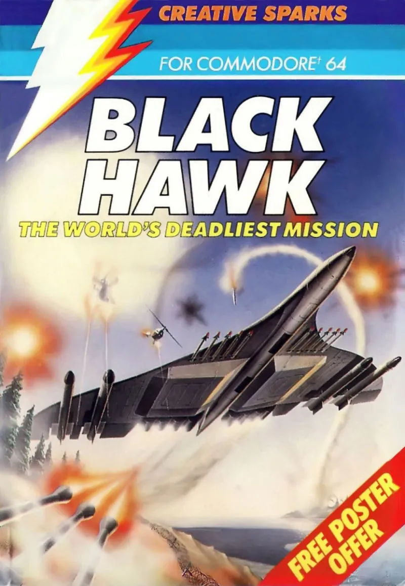 Black Hawk cover art for Commodore 64