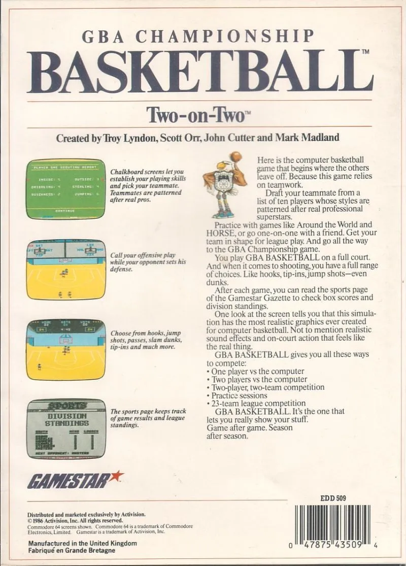 GBA Championship Basketball: Two-on-Two box back