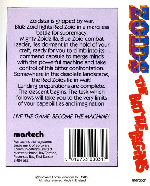 Zoids (Electric Dreams) box back