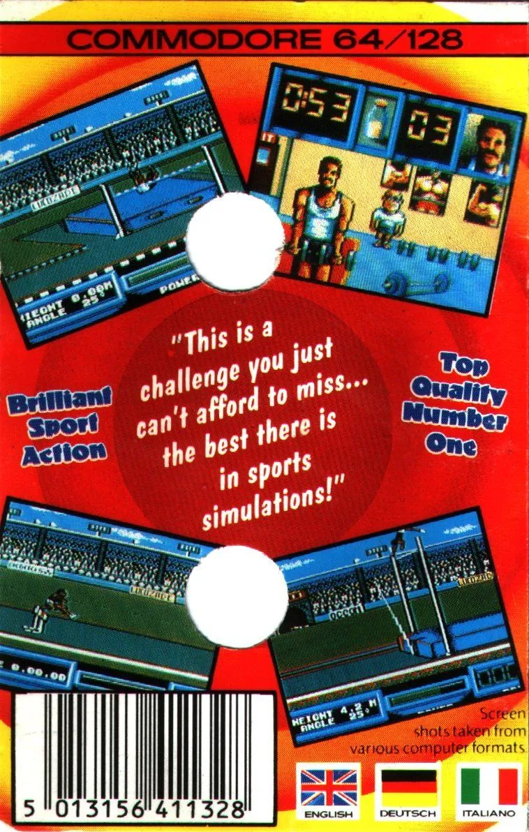 Daley Thompson's Olympic Challenge box back
