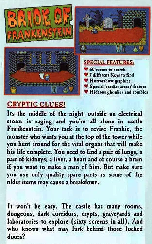 Bride of Frankenstein box back