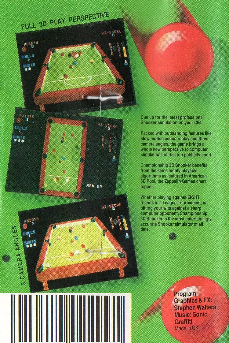 Championship 3D Snooker box back