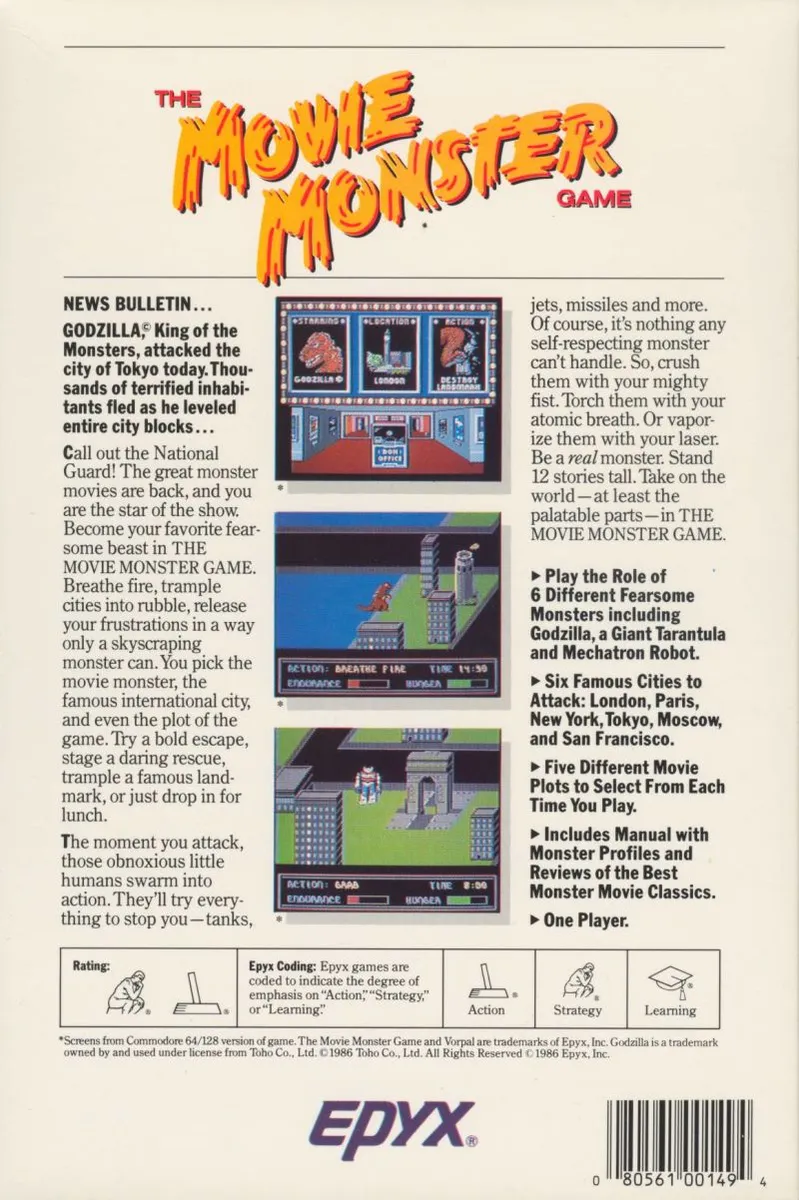 The Movie Monster Game box back