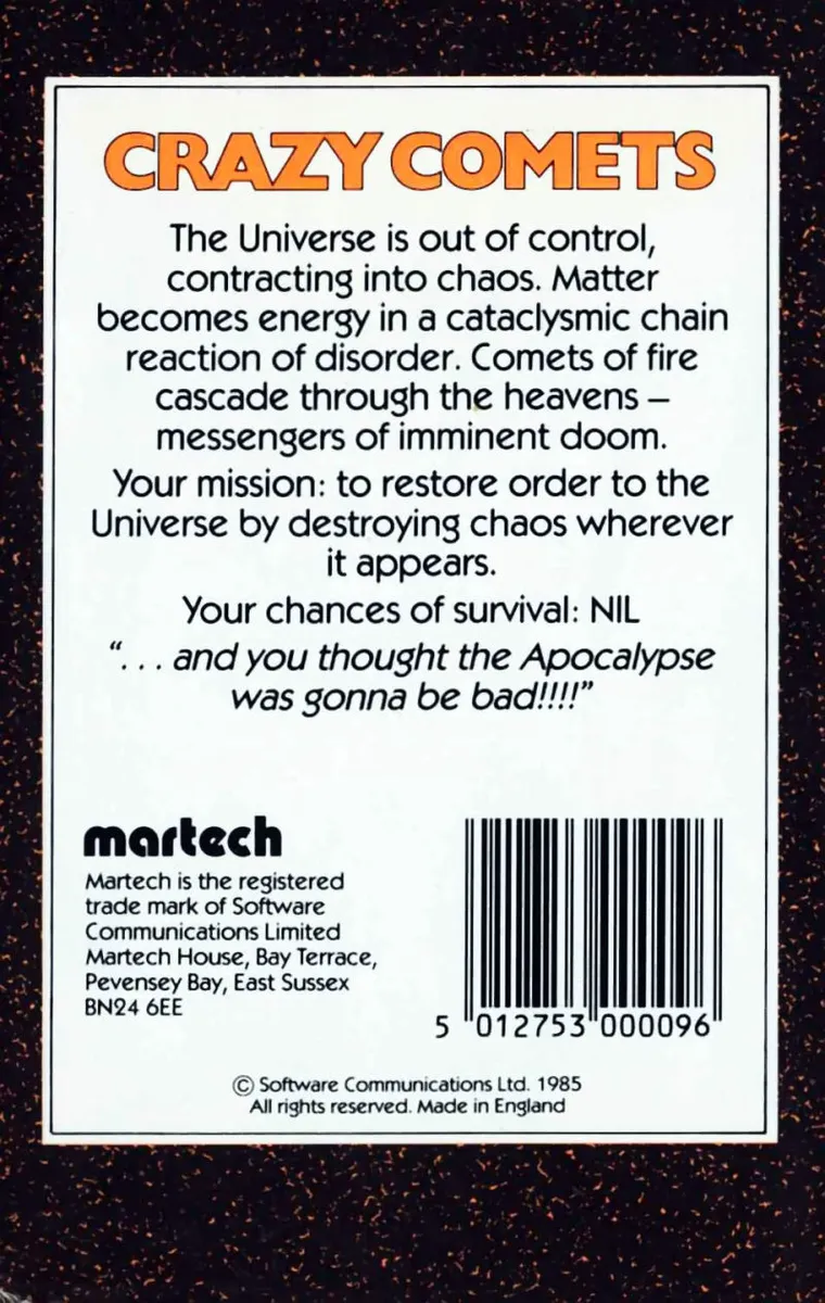 Crazy Comets box back