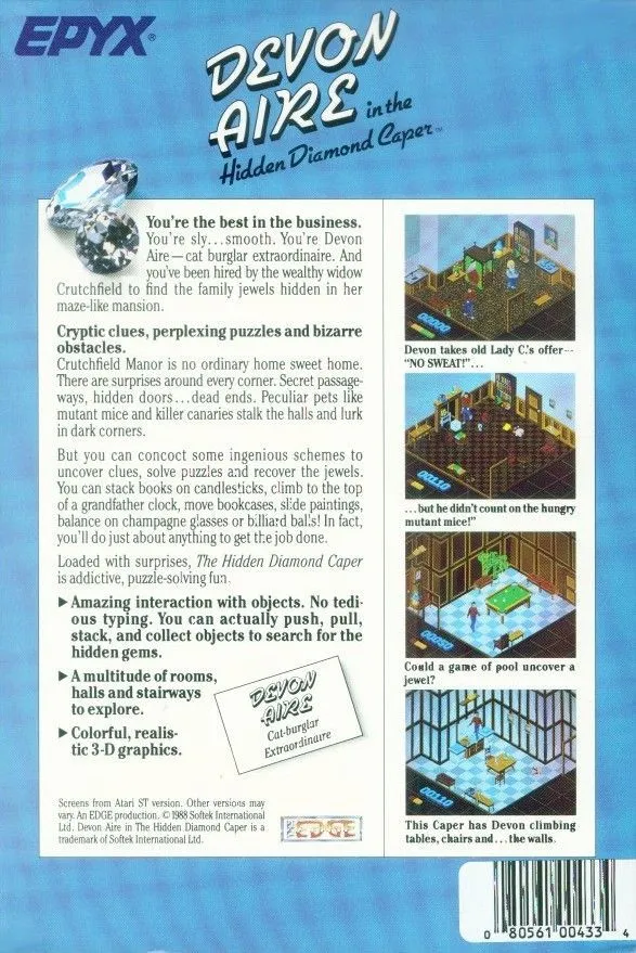 Devon Aire in the Hidden Diamond Caper box back