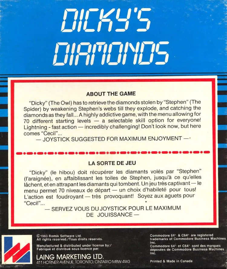 Dicky's Diamonds box back