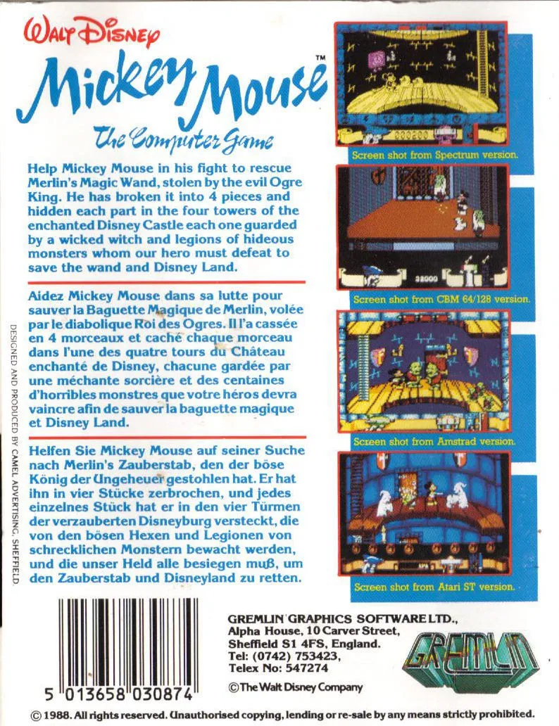 Mickey Mouse: The Computer Game box back