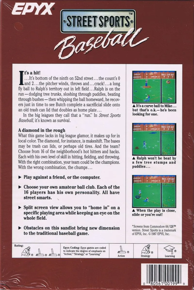 Street Sports Baseball box back