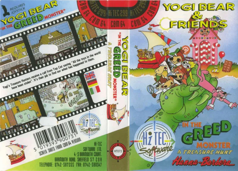 Yogi Bear & Friends in The Greed Monster: A Treasure Hunt cover art for Commodore 64