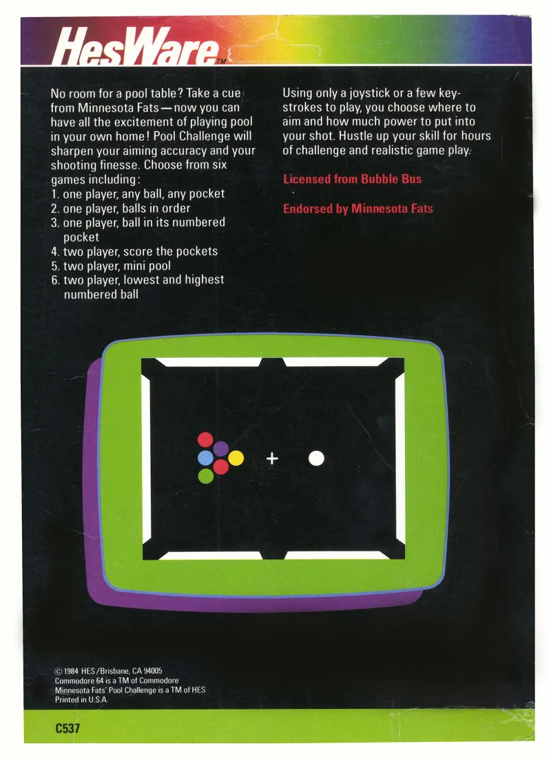 Minnesota Fats Pool Challenge box back