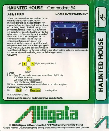 Haunted House (Alligata Software) box back