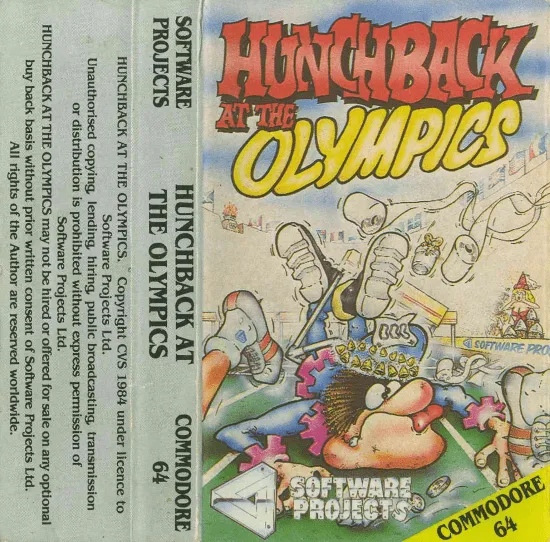 Hunchback at the Olympics cover art for Commodore 64