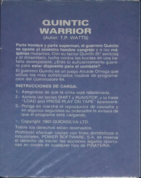 Quintic Warrior box back