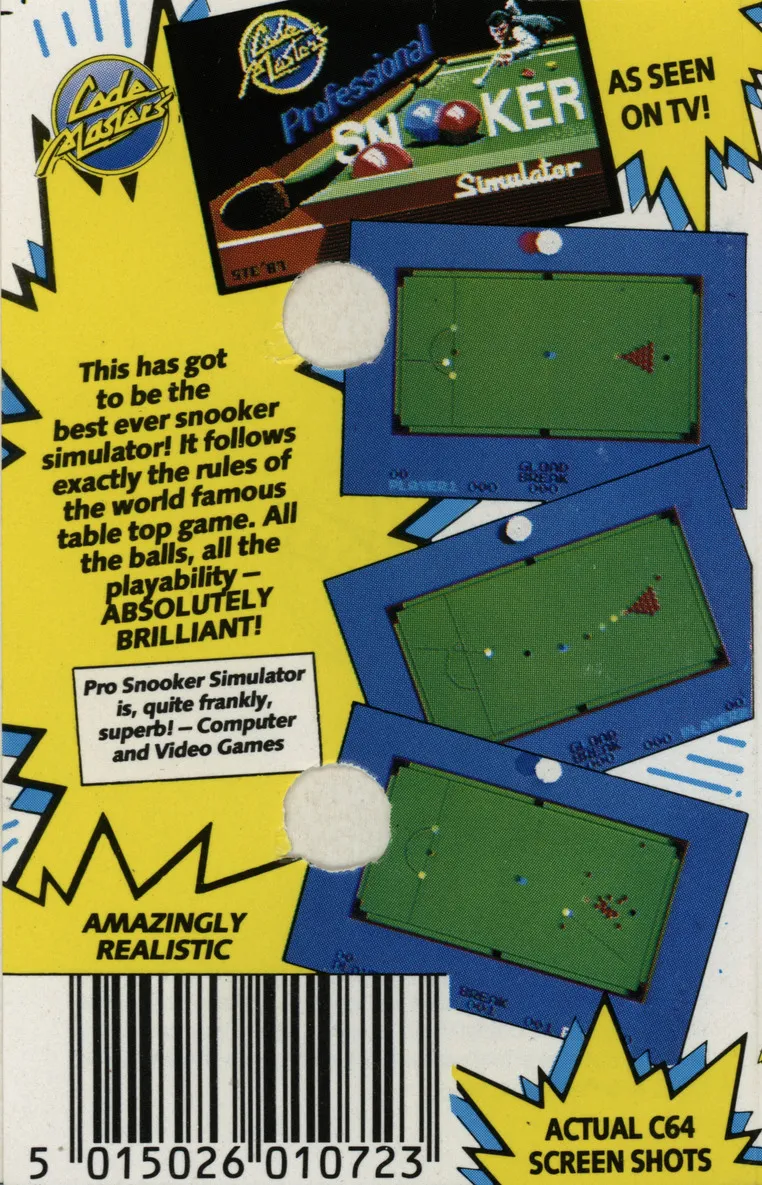 Professional Snooker Simulator box back