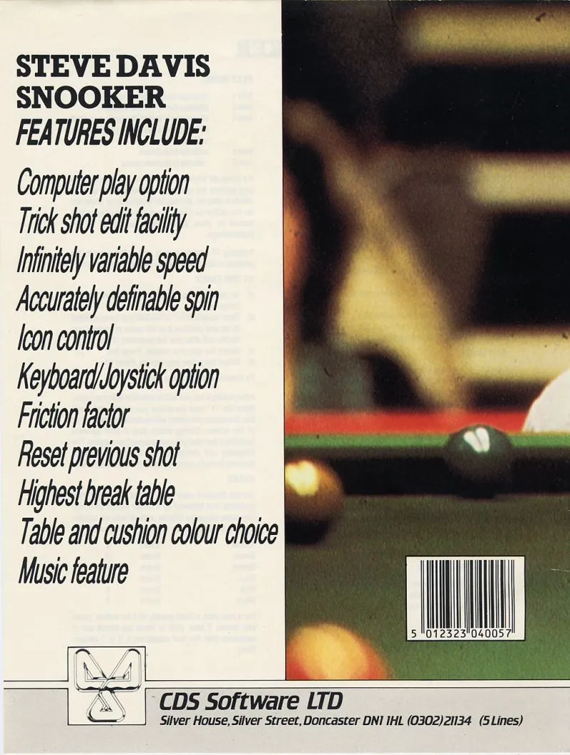 Steve Davis Snooker box back