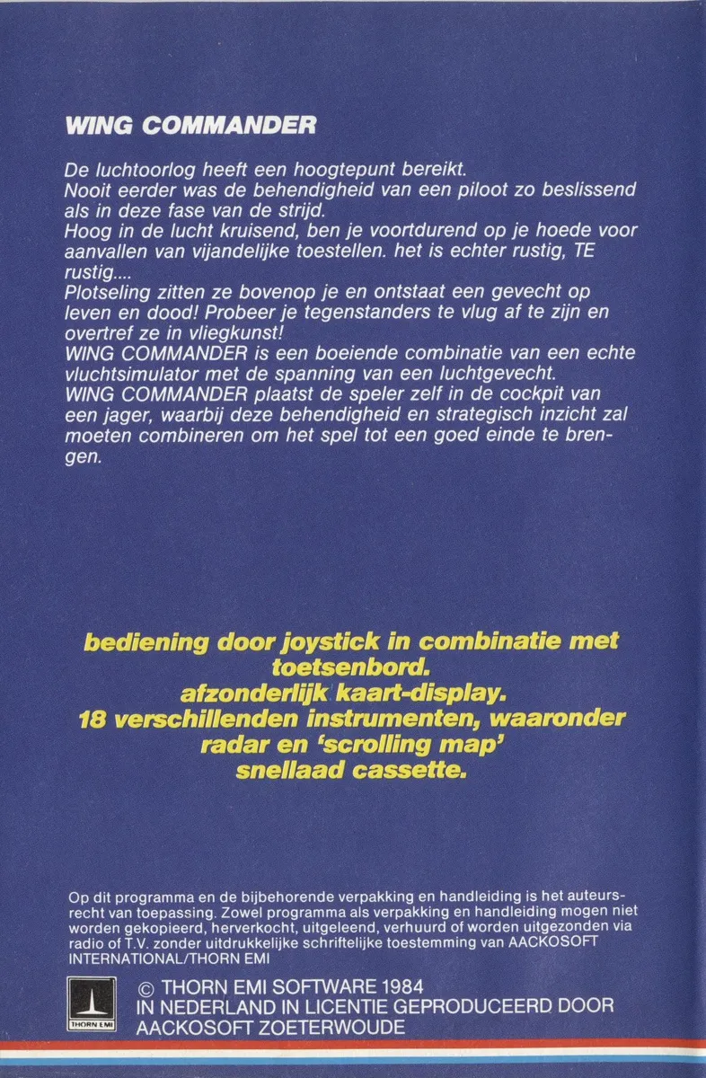 Wing Commander box back
