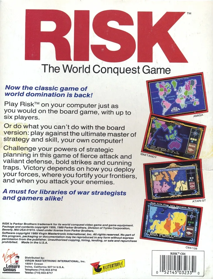 The Computer Edition of RISK: The World Conquest Game box back