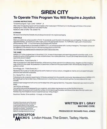 Siren City box back
