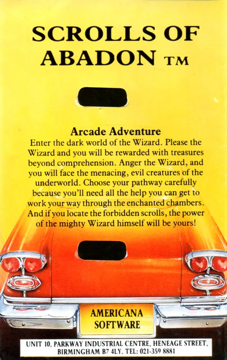 The Scrolls of Abadon box back