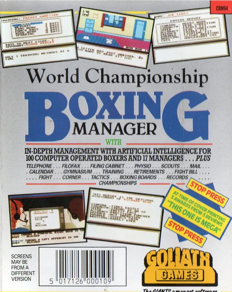 World Championship Boxing Manager box back