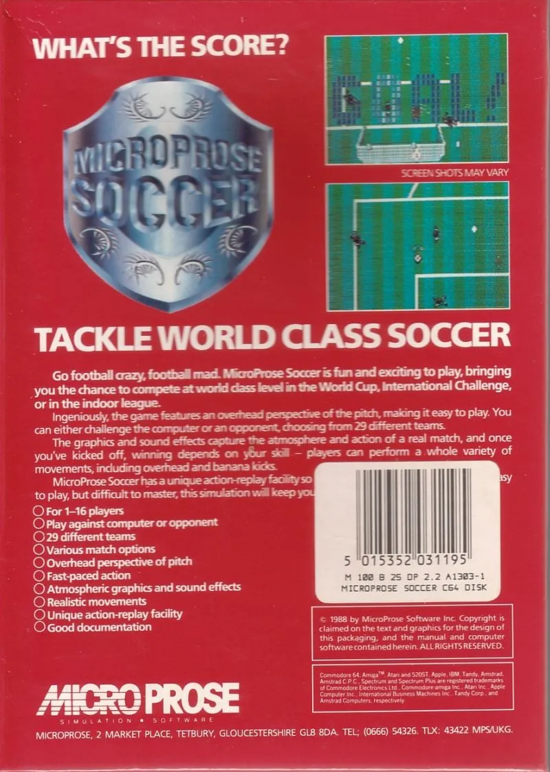 Keith Von Eron's Pro Soccer box back