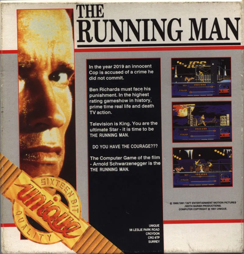 The Running Man box back