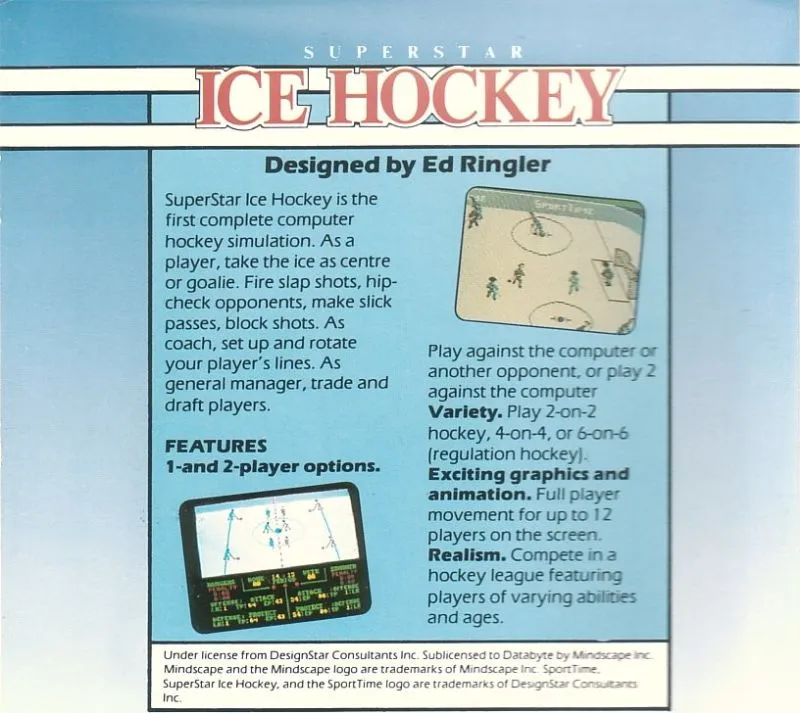 Superstar Ice Hockey box back