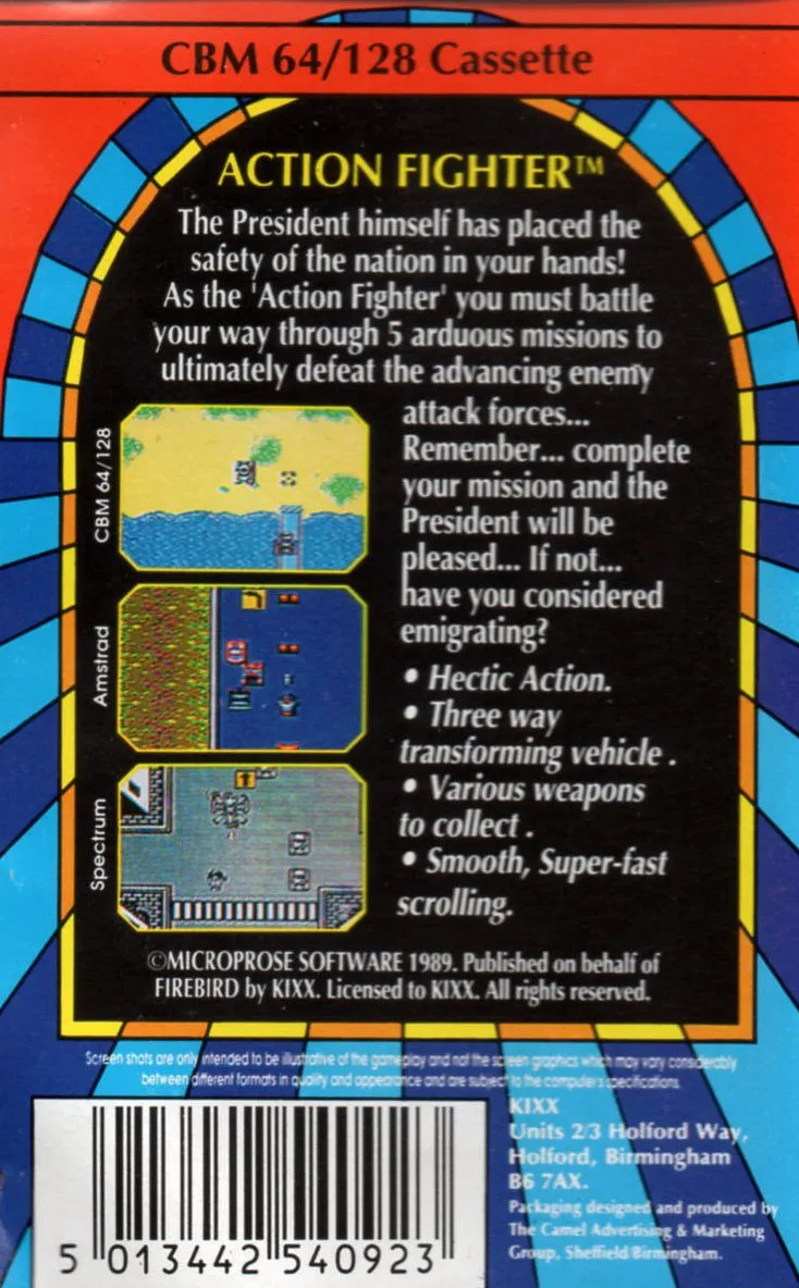 Action Fighter box back