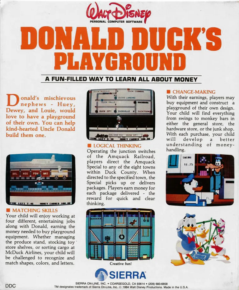 Donald Duck's Playground box back
