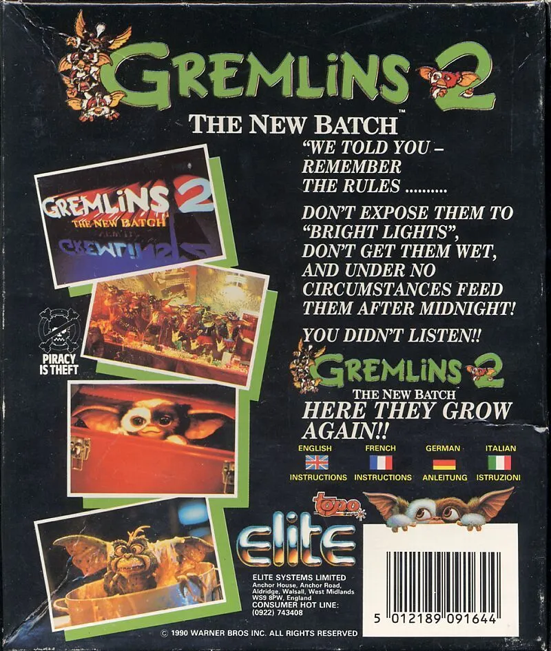 Gremlins 2: The New Batch box back